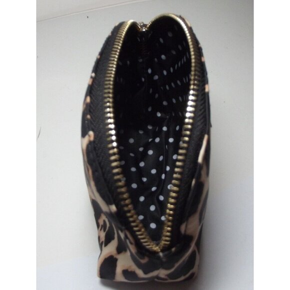 Victoria's Secret Makeup Case animal print Cosmetic Pouch zipper V.S. gold - Picture 8 of 9